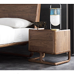 Прикроватный деревянный столик с 2-мя ящиками Moon Walnut Furniture варинант исполнения - 2 | Loft Concept в Омске