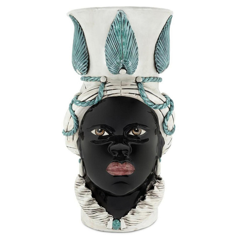 Ваза Vase Moro Lady Giant With Leaf Malachite Черный Бежевый Голубой Ваза Vase Moro Lady Giant With Leaf Malachite Черный Бежевый Голубой в Омске | Loft Concept