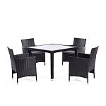 Обеденный комплект из искуственного ротанга Vintara черный варинант исполнения - 1 | Loft Concept в Омске