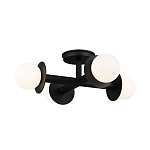 Потолочный светильник с тремя белыми матовыми стеклянными плафонами в форме шаров на черном основании Generation Lighting варинант исполнения - 2 | Loft Concept в Омске