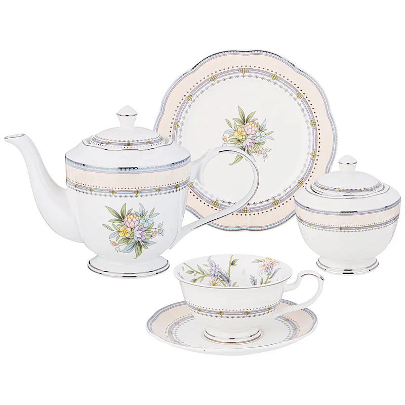 Чайный сервиз из фарфора на 6 персон 20 предметов Tea Flower Set Мульти в Омске | Loft Concept 