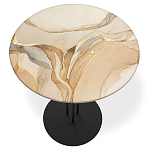 Стол журнальный круглый с бежевой столешницей из стекла Beige Marble варинант исполнения - 2 | Loft Concept в Омске