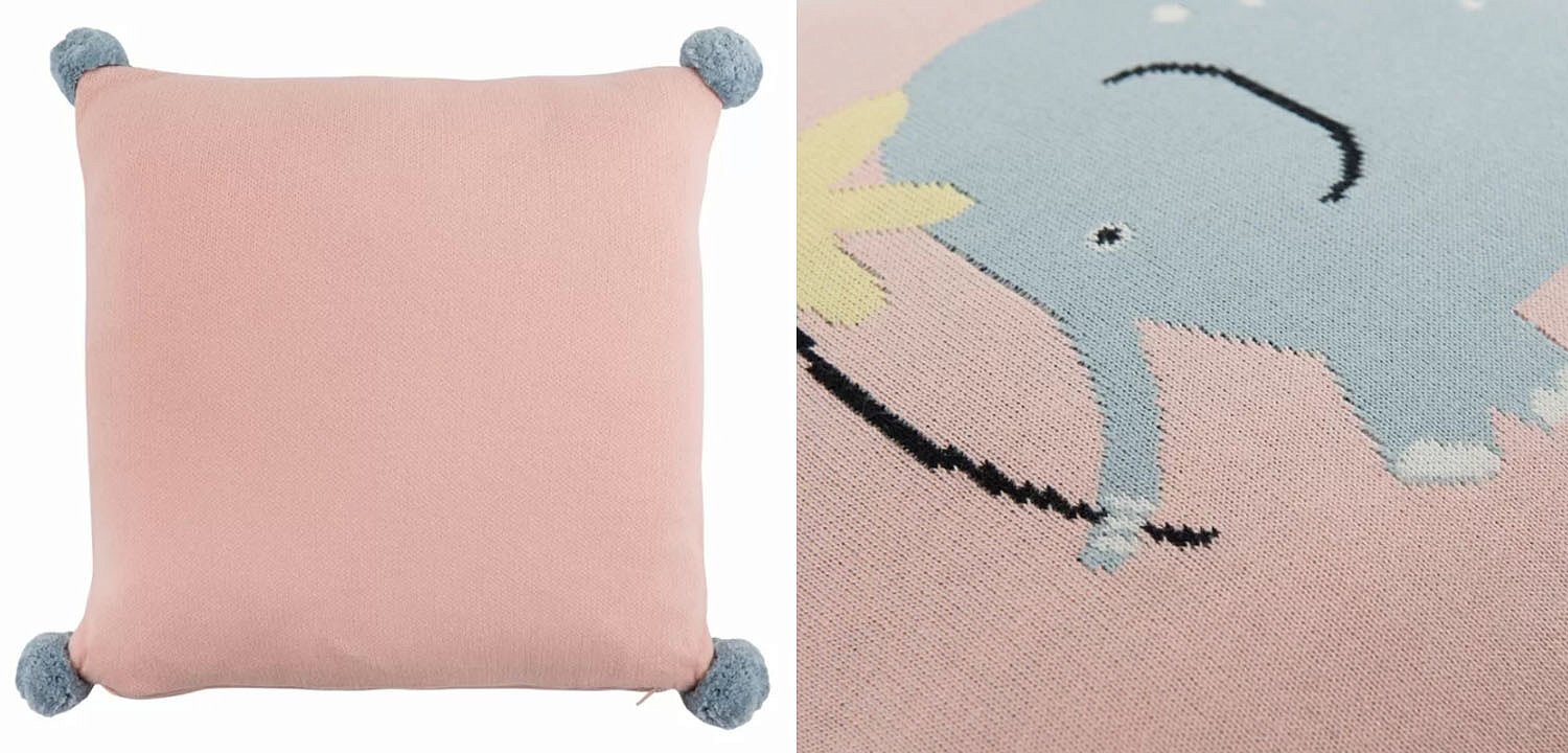 Подушка с помпонами Blue Elephant - Loft-Concept в Омске