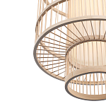 Подвесной светильник из деревянных прутьев с плафоном из натуральной ткани Light Inside the Cell варинант исполнения - 6 | Loft Concept в Омске