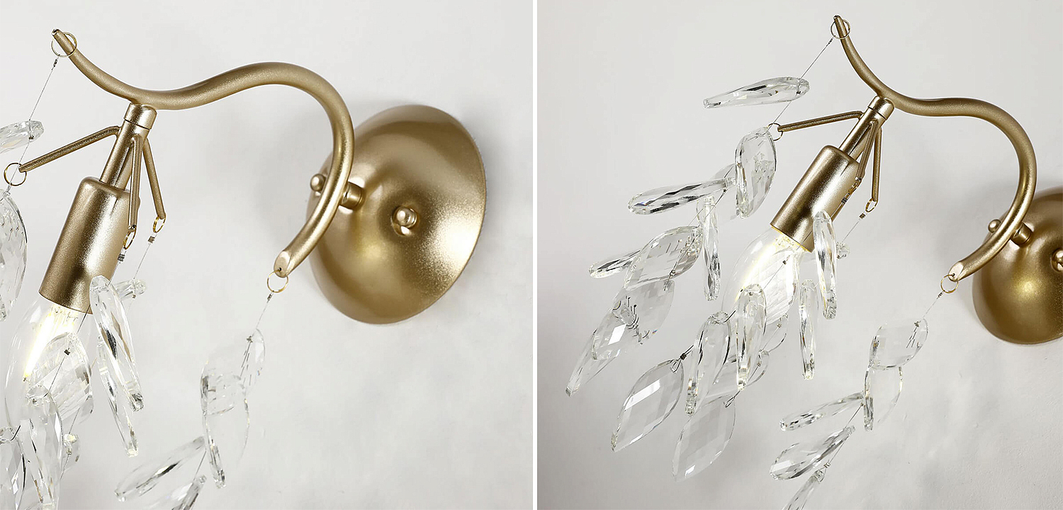 Бра Hanging Crystal Leaves Wall Lamp Бра Hanging Crystal Leaves Wall Lamp - Loft-Concept в Омске