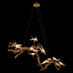 Люстра подвесная линейная с прозрачными стеклянными птичками на ветвях Serip Voa варинант исполнения - 5 | Loft Concept в Омске