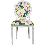 Стул светло-серый из натурального бука с изображением птиц и цветов Blooming Red Birds варинант исполнения - 1 | Loft Concept в Омске