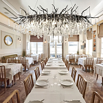 Люстра черная овальная с прозрачными стеклянными подвесками в форме капель FAIRYTREE Light варинант исполнения - 1 | Loft Concept в Омске