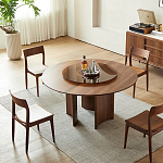 Стол обеденный круглый с двойной столешницей Walnut Wood Table варинант исполнения - 3 | Loft Concept в Омске