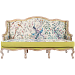 Диван из натурального бука бежевый с изображением птиц и цветов Beige Green Chinoiserie Garden Sofa варинант исполнения - 1 | Loft Concept в Омске