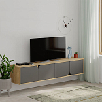 ТВ-тумба подвесная цвета древесины с 4-мя темно-серыми дверцами SPARK TV STAND OAK ANTHRACITE варинант исполнения - 3 | Loft Concept в Омске