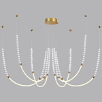 Люстра подвесная с 6-ю изогнутыми плафонами и белыми декоративными шариками PEARLS Suspension варинант исполнения - 3 | Loft Concept в Омске