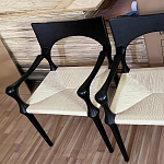Стул дизайнерский с плетеным сидением Kronos Dining Chair Black варинант исполнения - 2 | Loft Concept в Омске