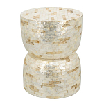 Приставной столик с мозаичным рисунком из раковин устриц Bone Inlay варинант исполнения - 1 | Loft Concept в Омске