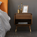 Прикроватная деревянная тумба с ящиком и нишей для хранения Moon Walnut Furniture варинант исполнения - 1 | Loft Concept в Омске