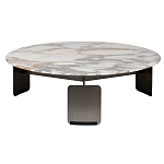 Столик журнальный с круглой мраморной столешницей на трех опорах Marble Stone Drawing варинант исполнения - 6 | Loft Concept в Омске
