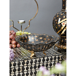 Блюдо черного цвета из фрафора на бронзовых ножках Eden Garden porcelain and bronze варинант исполнения - 3 | Loft Concept в Омске