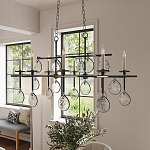 Люстра подвесная с 8-ю лампами и стеклянными круглыми подвесками Currey & Company варинант исполнения - 3 | Loft Concept в Омске