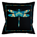 Подушка декоративная стрекоза бирюзово-жёлтая Ikat Pattern варинант исполнения - 1 | Loft Concept в Омске