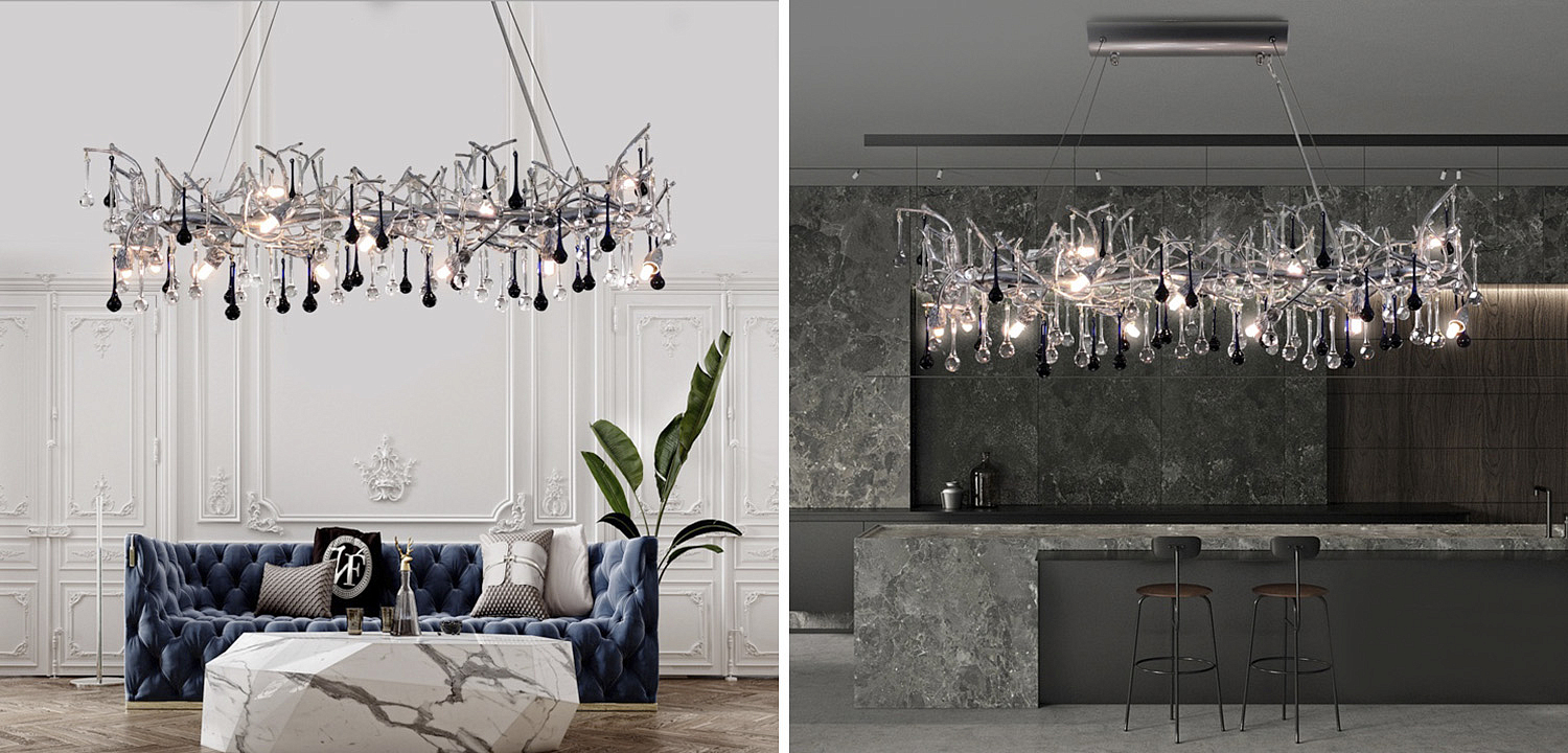 Люстра Waterfall Chandelier Crystal Silver Drops Люстра Waterfall Chandelier Crystal Silver Drops - Loft-Concept в Омске