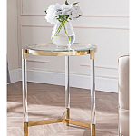 Золотой приставной столик с круглой стеклянной столешницей Weightless Table варинант исполнения - 8 | Loft Concept в Омске