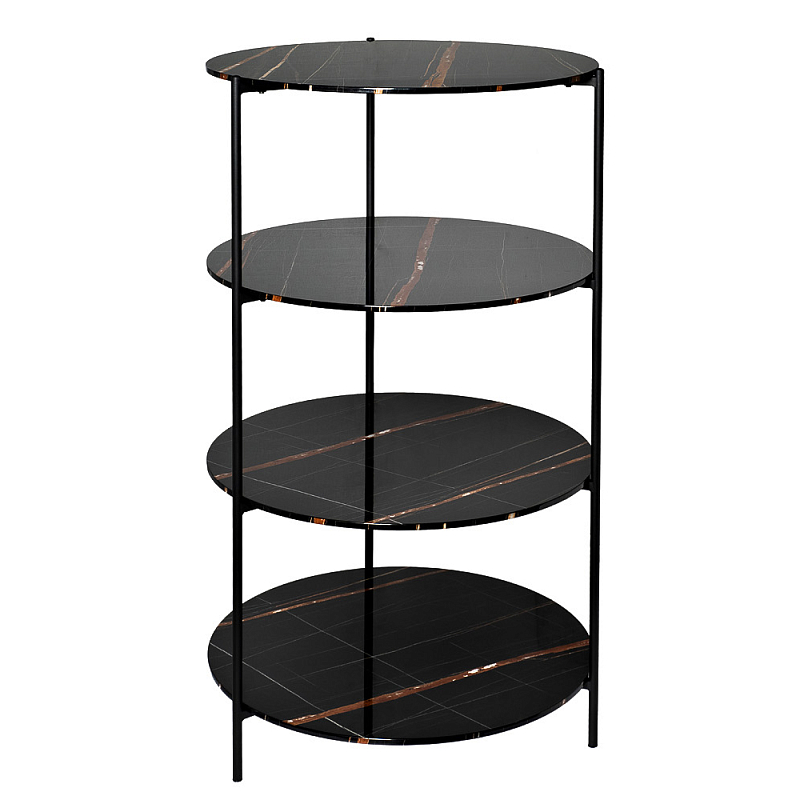 Стеллаж черный с круглыми полками Inherence Черный в Омске | Loft Concept 