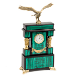 Часы настольные из натурального камня Малахит с декором в виде орла Eagle Stone Clock варинант исполнения - 2 | Loft Concept в Омске