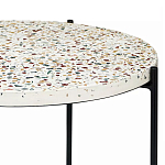 Кофейный столик с круглой разноцветной столешницей на 4-х черных ножках Multicolored Stone Composite варинант исполнения - 2 | Loft Concept в Омске