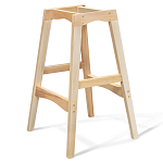 Барный стул со спинкой и подлокотниками на 4-х деревянных ножках Бежевый Велюр Ava Charm варинант исполнения - 3 | Loft Concept в Омске