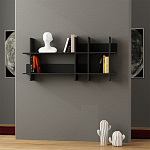 Полка прямая подвесная двухъярусная цвета антрацит BEADS BOOKCASE ANTHRACITE варинант исполнения - 1 | Loft Concept в Омске