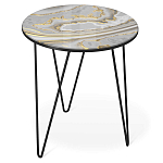Стол журнальный c круглой столешницей из стекла серого цвета Gray and Gold Marble варинант исполнения - 1 | Loft Concept в Омске
