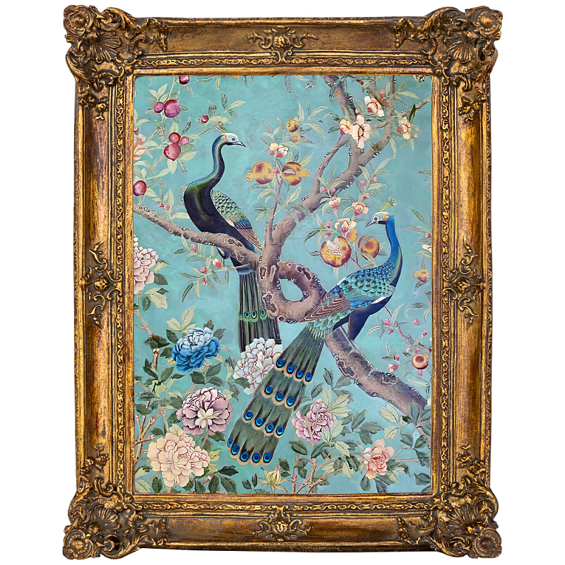 Постер в раме в стиле шинуазри Павлины на дереве Chinoiserie Imperial Garden Peacocks on a Tree Poster Мульти Античная Бронза Постер в раме в стиле шинуазри Павлины на дереве Chinoiserie Imperial Garden Peacocks on a Tree Poster Мульти Античная Бронза в Омске | Loft Concept
