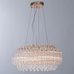 Люстра подвесная многослойная с прозрачными хрустальными трубками и золотистым каркасом Hexagon Tube Light варинант исполнения - 2 | Loft Concept в Омске