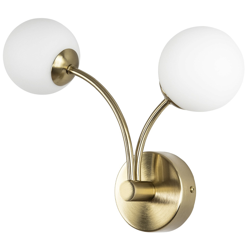 Бра с 2-мя круглыми плафонами из матового стекла Pearl Suspension Light Wall Lamp Белое матовое стекло Латунь Бра с 2-мя круглыми плафонами из матового стекла Pearl Suspension Light Wall Lamp Белое матовое стекло Латунь в Омске | Loft Concept