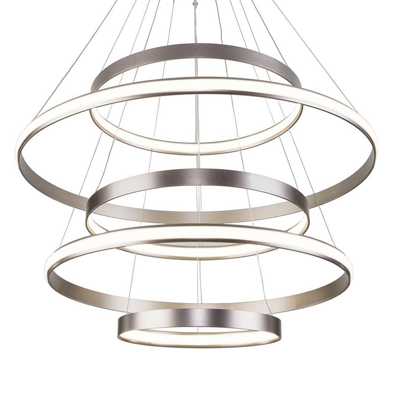 Люстра Light Ring Vertical Silver 5 колец серебро Никель Сатин в Омске | Loft Concept 