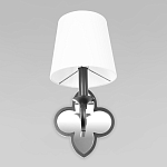 Бра с белым текстильным абажуром и декоративным основанием в виде четырехлистника с зеркальной вставкой Vitorino варинант исполнения - 10 | Loft Concept в Омске