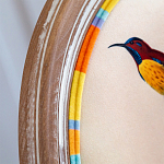 Стул бежевый в разноцветную полоску из натурального бука с изображением птиц и цветов Blooming Birds Colorful Stripes Chair варинант исполнения - 5 | Loft Concept в Омске