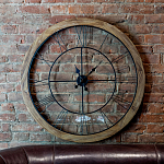 Часы настенные деревянные с римскими цифрами чёрного цвета Clock with History варинант исполнения - 2 | Loft Concept в Омске