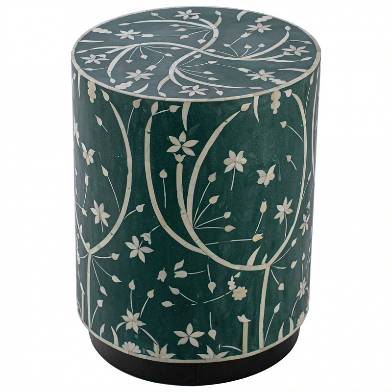 Табурет Green Flower Indian Bone Inlay stool Зеленый в Омске | Loft Concept 