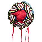 Подушка из джинсовой одежды и вязания Heart&Brain 2 варинант исполнения - 1 | Loft Concept в Омске