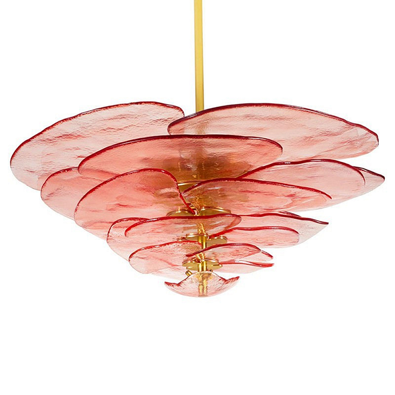 Люстра из розового стекла в форме листьев лотоса Glass Pink Sculpture Розовый Люстра из розового стекла в форме листьев лотоса Glass Pink Sculpture Розовый в Омске | Loft Concept