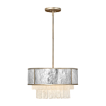 Люстра круглая с подвесками из текстурированного стекла молочного цвета Hinkley варинант исполнения - 9 | Loft Concept в Омске