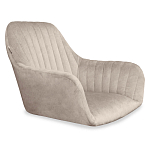 Барный стул со спинкой и подлокотниками на 4-х коричневых деревянных ножках Бежевый Велюр Ava Charm варинант исполнения - 5 | Loft Concept в Омске