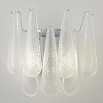 Бра с подвесками из рифленного стекла в форме капель на основании цвета хром Textured Glass варинант исполнения - 5 | Loft Concept в Омске