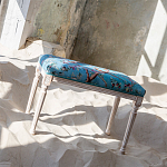 Банкетка из массива бука с цветочным принтом Turquoise Beige Chinoiserie Imperial  Garden Banquette варинант исполнения - 5 | Loft Concept в Омске