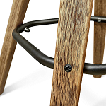 Барный стул со спинкой и металлической подставкой на 4-х деревянных ножках Зеленый Велюр Vendramin Chair варинант исполнения - 7 | Loft Concept в Омске