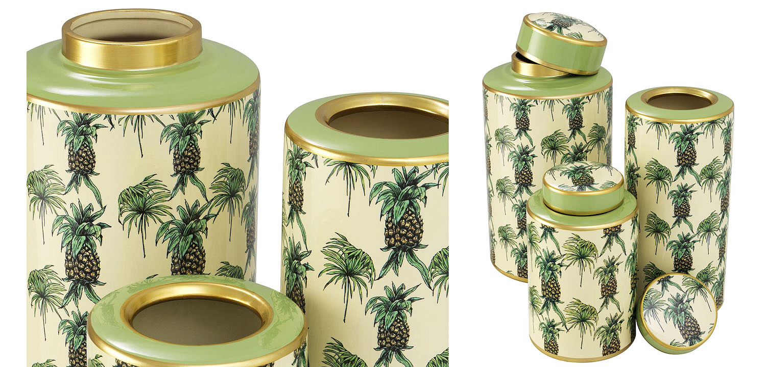 Комплект Ваз Eichholtz JAR PINEAPPLE SET OF 3 Комплект Ваз Eichholtz JAR PINEAPPLE SET OF 3 - Loft-Concept в Омске