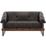 Двухместный диван Duncan винтажная черная кожа варинант исполнения - 1 | Loft Concept в Омске