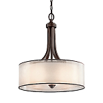 Люстра подвесная с двойным круглым плафоном из органзы и матового стекла Kichler варинант исполнения - 5 | Loft Concept в Омске