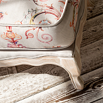 Мягкая банкетка из массива бука серая с растительным орнаментом Raffael Grey Floral Banquette варинант исполнения - 3 | Loft Concept в Омске